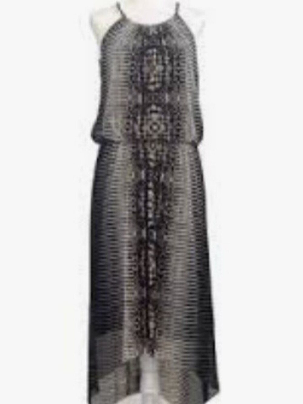 London Times Black Patterned Halter Maxi Dress